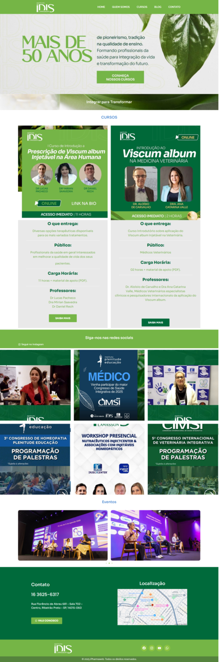Página inicial do site Idis Lamasson desenvolvido pela iPharmaWeb